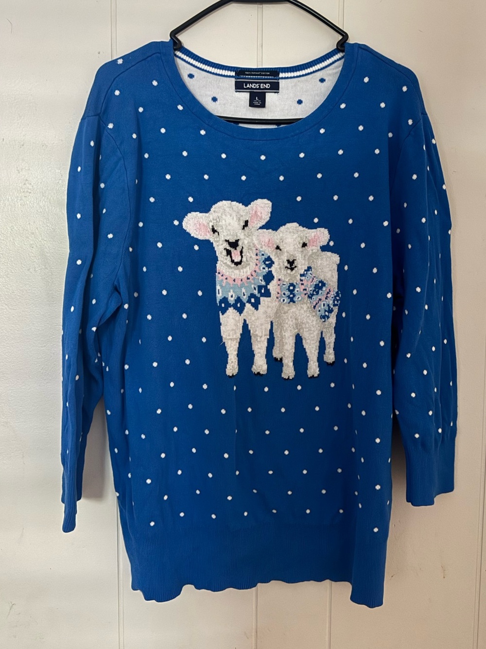 Lands' End Blue Lamb Sweater - Women's Cozy Knit supima cotton